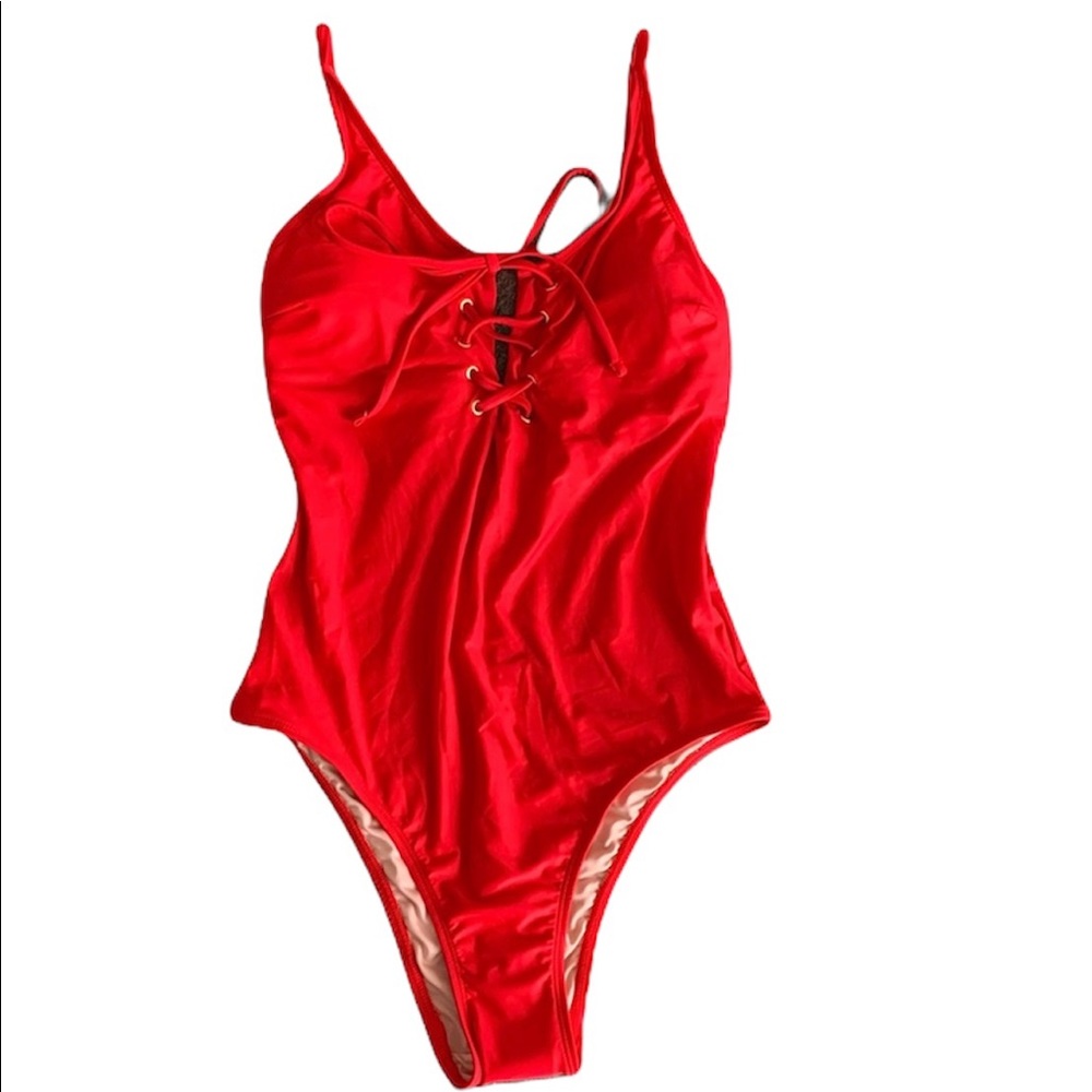 NWOT! Red Mae Brand Tie Up One Piece Swimsuit